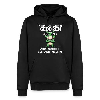 Born to gamble Forced to go to school Frog - Men’s Premium Organic Hoodie - black - Front - Nico (187cm)