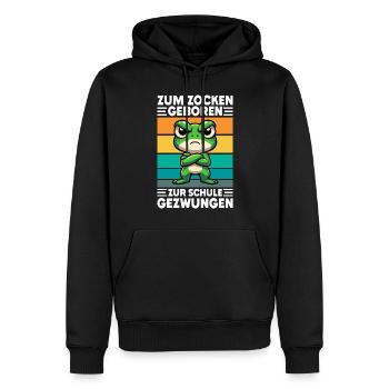 Born to gamble Forced to go to school Frog - Men’s Premium Organic Hoodie - black - Front - Nico (187cm)