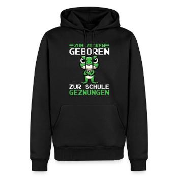 Born to gamble Forced to go to school Frog - Men’s Premium Organic Hoodie - black - Front - Nico (187cm)