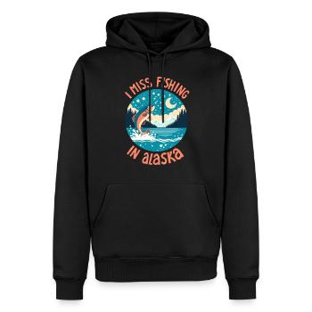 Pêche en Alaska - Sweat à capuche Premium bio Homme - noir - Devant - Nico (187cm)