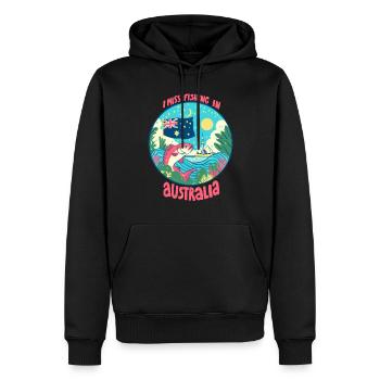 Pêche en Australie - Sweat à capuche Premium bio Homme - noir - Devant - Nico (187cm)