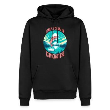 Angeln in Kamchatka - Männer Premium Bio Hoodie - Schwarz - Vorne - Nico (187cm)