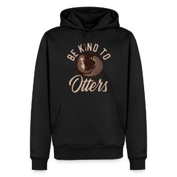 Loutre Jeu de mots Soyez gentil avec les loutres - Sweat à capuche Premium bio Homme - noir - Devant - Nico (187cm)