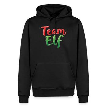 Équipe Elfe Onze Elfes Elfes Noël Onze Noël - Sweat à capuche Premium bio Homme - noir - Devant - Nico (187cm)