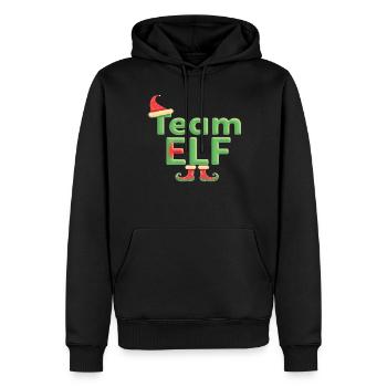 Équipe Elfe Onze Elfes Elfes Noël Onze Noël - Sweat à capuche Premium bio Homme - noir - Devant - Nico (187cm)