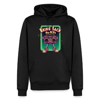 Ramenez la boombox rétro des années 90 - Sweat à capuche Premium bio Homme - noir - Devant - Nico (187cm)