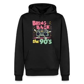 Ramenez la boombox rétro des années 90 - Sweat à capuche Premium bio Homme - noir - Devant - Nico (187cm)