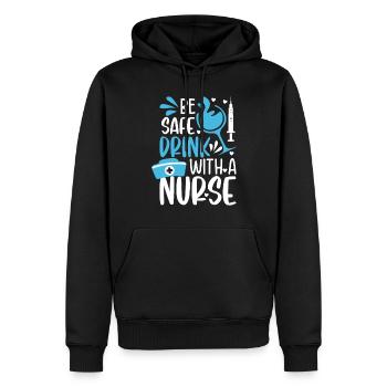 Be safe drink with a nurse - Funny Nurse Memes - Sweat à capuche Premium bio Homme - noir - Devant - Nico (187cm)