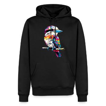 Kookaburra Hunter lit Hans Sweet Bird en riant - Sweat à capuche Premium bio Homme - noir - Devant - Nico (187cm)