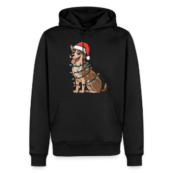 Norwegian Elkhound Christmas Lights Xmas Dogs - Männer Premium Bio Hoodie - Schwarz - Vorne - Nico (187cm)
