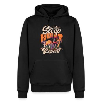Pilzsammler Pilzzüchter Eat, Sleep, Hunt, Repeat - Männer Premium Bio Hoodie - Schwarz - Vorne - Nico (187cm)