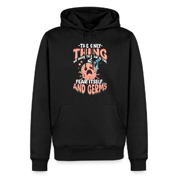 Phobie nucléaire Mysophobie - Sweat à capuche Premium bio Homme - noir - Devant - Nico (187cm)