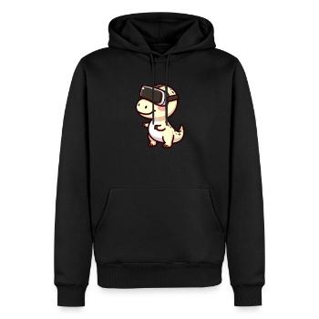 Mignon Dino T-Rex Réalité Virtuelle Gamer Dessin animé - Sweat à capuche Premium bio Homme - noir - Devant - Nico (187cm)