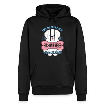 Bichon Frises Make Life Better - Men’s Premium Organic Hoodie - black - Front - Nico (187cm)