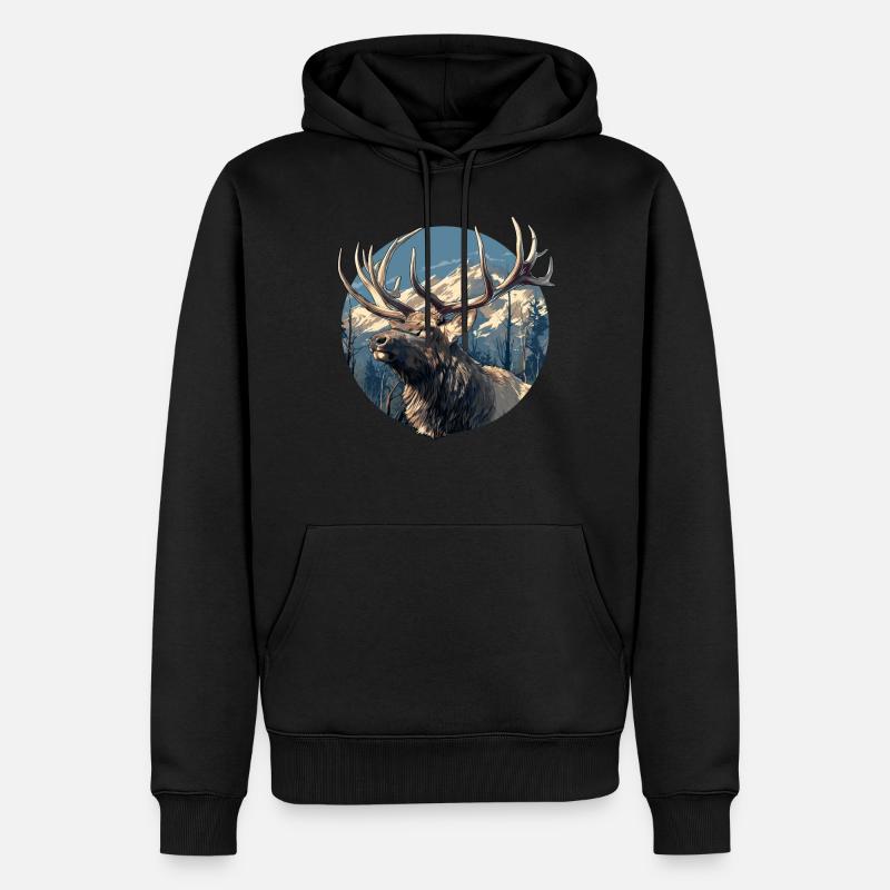Elche Elch - Männer Premium Bio Hoodie - Schwarz