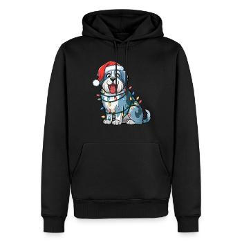 Vieux chien de berger anglais Noël lumières chiens de Noël - Sweat à capuche Premium bio Homme - noir - Devant - Nico (187cm)