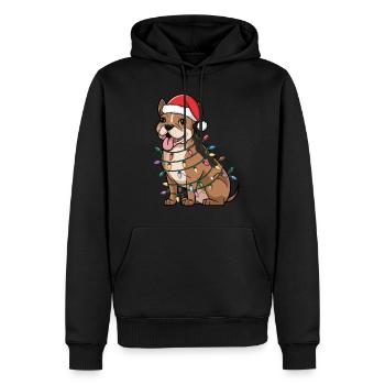 Staffordshire Bull Terrier Noël Lumières Noël - Sweat à capuche Premium bio Homme - noir - Devant - Nico (187cm)