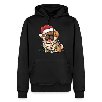 Lumières de Noël Pékinois Noël Chiens Cadeaux - Sweat à capuche Premium bio Homme - noir - Devant - Nico (187cm)