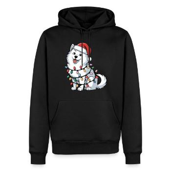 Samoyède Lumières de Noël Noël Chiens Cadeaux - Sweat à capuche Premium bio Homme - noir - Devant - Nico (187cm)