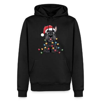 Scottish Terrier Noël Lumières Noël Chiens Cadeaux - Sweat à capuche Premium bio Homme - noir - Devant - Nico (187cm)