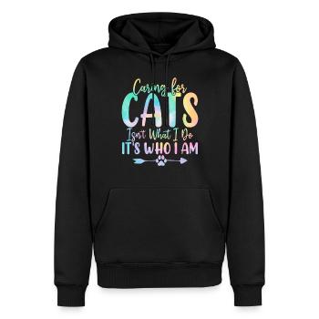 Prendre soin des chats n’est pas ce que je fais Cat Tie Dye - Sweat à capuche Premium bio Homme - noir - Devant - Nico (187cm)