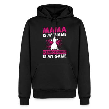 Kendo Mama est mon nom Le combat Kendo est mon jeu - - Sweat à capuche Premium bio Homme - noir - Devant - Nico (187cm)