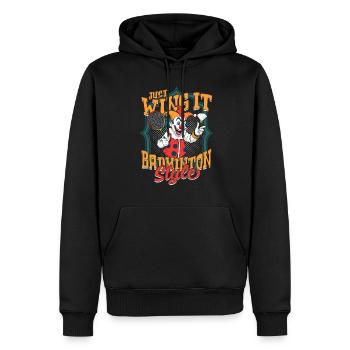 Badminton Just Wing It Badminton Style - Männer Premium Bio Hoodie - Schwarz - Vorne - Nico (187cm)