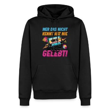 Kassetten Player Mixtape Musik 80er Vintage - Männer Premium Bio Hoodie - Schwarz - Vorne - Nico (187cm)