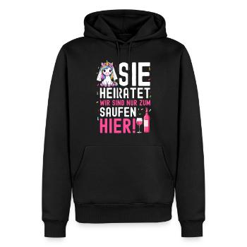 She's getting married, we're only here to drink - Men’s Premium Organic Hoodie - black - Front - Nico (187cm)