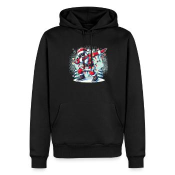 Joyeux Noël Cool Père Noël Ho ! HO! - Sweat à capuche Premium bio Homme - noir - Devant - Nico (187cm)