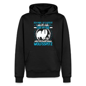 Wolfspitz is my friend Keeshond - Men’s Premium Organic Hoodie - black - Front - Nico (187cm)