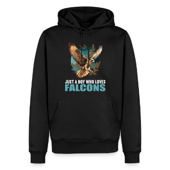 Falken Falke - Männer Premium Bio Hoodie - Schwarz - Vorne - Nico (187cm)