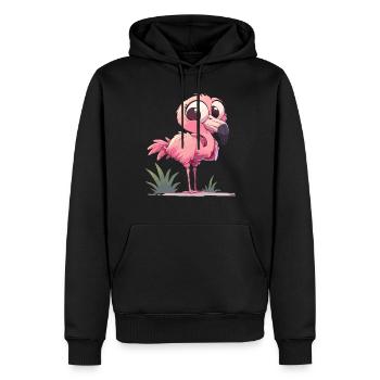Flamants roses Flamant rose - Sweat à capuche Premium bio Homme - noir - Devant - Nico (187cm)