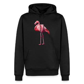 Flamants roses Flamant rose - Sweat à capuche Premium bio Homme - noir - Devant - Nico (187cm)