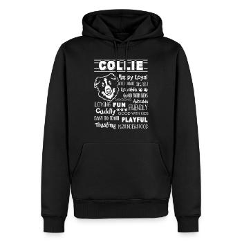 Border Collie Happy Loyal Affectionate Smart - Men’s Premium Organic Hoodie - black - Front - Nico (187cm)
