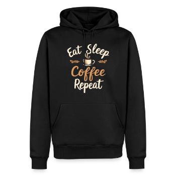 Eat Sleep Coffee Repeat Coffee Funny Coffee - Men’s Premium Organic Hoodie - black - Front - Nico (187cm)