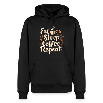 Eat Sleep Coffee Repeat Coffee Funny Coffee - Men’s Premium Organic Hoodie - black - Front - Nico (187cm)