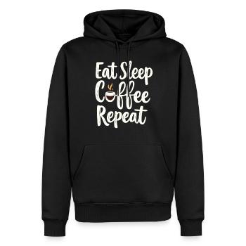 Eat Sleep Coffee Repeat Coffee Funny Coffee - Men’s Premium Organic Hoodie - black - Front - Nico (187cm)