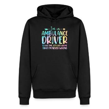 Chauffeur d’ambulance Tie Dye First Aid EMS Emergency - Sweat à capuche Premium bio Homme - noir - Devant - Nico (187cm)