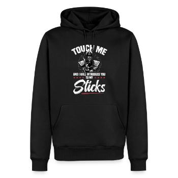 Touche-moi et je te donnerai mes bâtons - Sweat à capuche Premium bio Homme - noir - Devant - Nico (187cm)