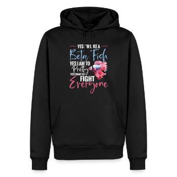 Ja, Ich Bin Wie Ein Kampffisch. Ja, Ich Bin Hübsch - Männer Premium Bio Hoodie - Schwarz - Vorne - Nico (187cm)