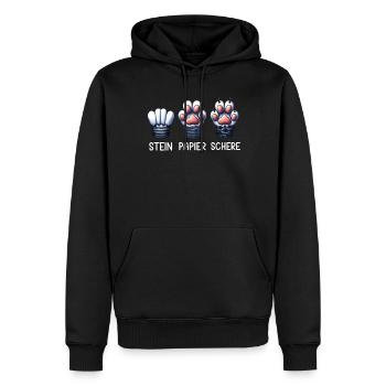 Chat Pierre Papier Ciseaux Patte Jeu Drôle - Sweat à capuche Premium bio Homme - noir - Devant - Nico (187cm)