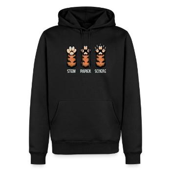 Chat Pierre Papier Ciseaux Patte Jeu Drôle - Sweat à capuche Premium bio Homme - noir - Devant - Nico (187cm)