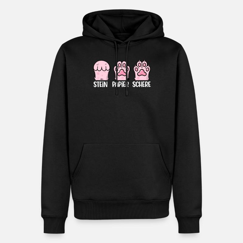 Chat Pierre Papier Ciseaux Patte Jeu Drôle - Sweat à capuche Premium bio Homme - noir