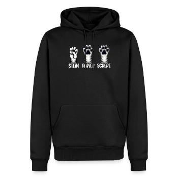 Chat Pierre Papier Ciseaux Patte Jeu Drôle - Sweat à capuche Premium bio Homme - noir - Devant - Nico (187cm)