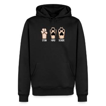 Chat Pierre Papier Ciseaux Patte Jeu Drôle - Sweat à capuche Premium bio Homme - noir - Devant - Nico (187cm)