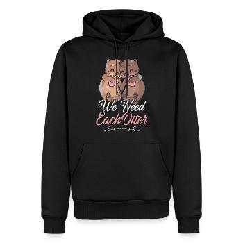 Loutre Saint-Valentin Jeu de mots dont nous avons besoin - Sweat à capuche Premium bio Homme - noir - Devant - Nico (187cm)