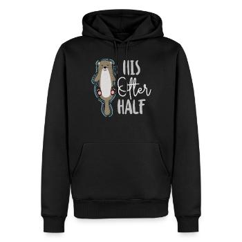 Couple Loutre Jeu de mots Saint-Valentin - Sweat à capuche Premium bio Homme - noir - Devant - Nico (187cm)