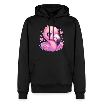 Flamants roses Flamant rose - Sweat à capuche Premium bio Homme - noir - Devant - Nico (187cm)