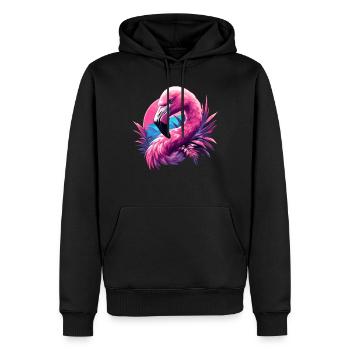 Flamants roses Flamant rose - Sweat à capuche Premium bio Homme - noir - Devant - Nico (187cm)